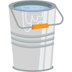 Bucket with water vector flat pail illustration