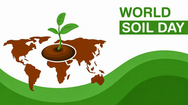 World soil day earth plant sprout growing on map celebrating healthy soil global initiative