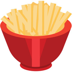 French fries in bowl vector isolated icon