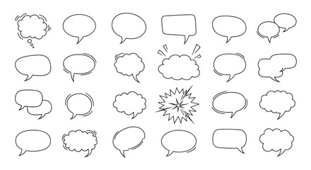 Obraz premium A collection of varied hand drawn speech bubbles with different shapes and textures.