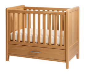 A versatile crib with storage, perfect for organizing baby essentials in small spaces.
