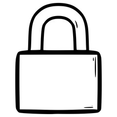 doodle padlock outline hand drawn illustration