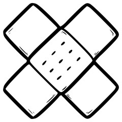doodle bandage medicine outline hand drawn illustration