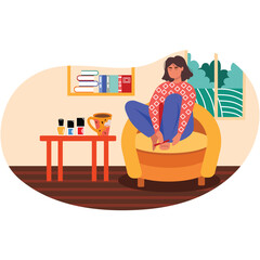 Woman make pedicure and manicure procedure vector