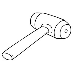rubber hammer illustration hand drawn outline vector