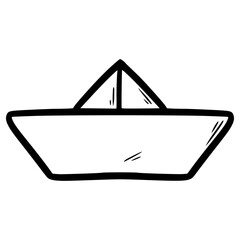 doodle paper boat origami illustration hand drawn isolated vector