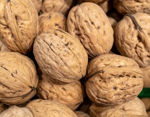 Close up walnuts showing natural organic nut texture and plant food detail