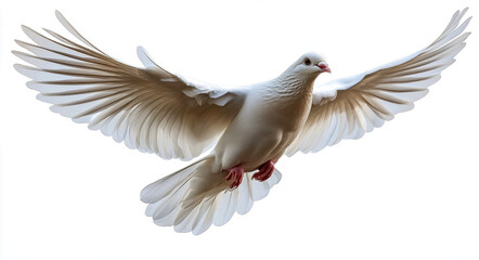 Naklejka premium white dove flying with its wings fully spread, isolated against a transparent background