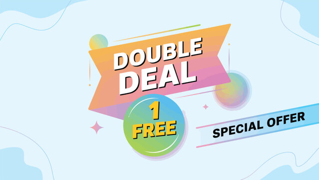 Amazing double deal special offer one free item banner for promotional marketing
