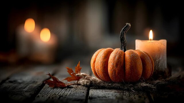 halloween pumpkin and candle