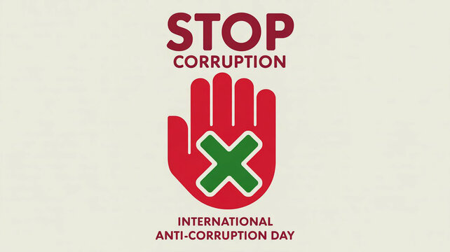 Stop corruption international anti-corruption day red hand symbol green x sign - Powered by Adobe