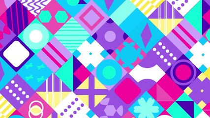 Bright and colorful abstract geometric shapes seamless animated background pattern - Powered by Adobe