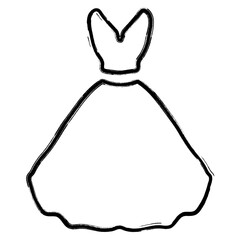 wedding dress icon, brush strokes, vector illustration on white background.