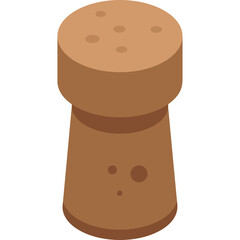 Isometric Cork Stopper Close Up Isolated On Transparent Background With Natural Texture And Small Pores Representing Wine Making And Beverage Preservation