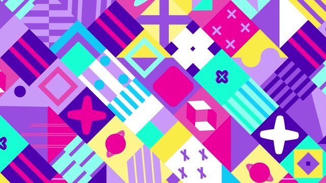 Colorful geometric shapes design vibrant seamless background pattern abstract art.