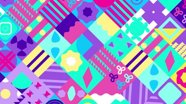 Vibrant geometric pattern displaying colorful shapes and abstract creative composition