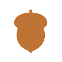 Minimalist acorn silhouette in broun — simple flat vector nature symbol for logos and patterns.