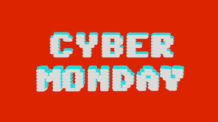 Text CYBER MONDAY, on red color background. 3d render