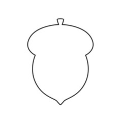 Simple vector acorn black outline in minimalist flat style — nature symbol for eco and autumn design projects.