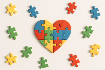 Heart of Puzzle Pieces: A Symbol of Unity and Autism Awareness