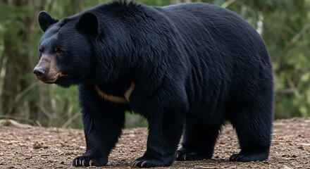 Fototapeta premium Black bear standing alert in a natural outdoor environment wildlife