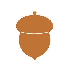 Flat vector acorn icon — natural autumn element for design and decoration.