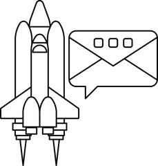 A rocket is flying in the sky with a message on it