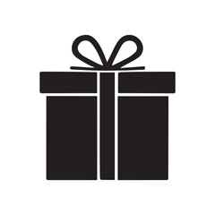 Black and white solid color giftbox icon isolated on white background. element collection. Gift Box Vector icon Silhouettes
