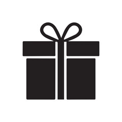 Black and white solid color giftbox icon isolated on white background. element collection. Gift Box Vector icon Silhouettes