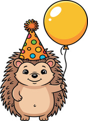 Hedgehog with Birthday Balloon