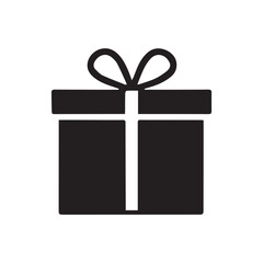 Black and white solid color giftbox icon isolated on white background. element collection. Gift Box Vector icon Silhouettes