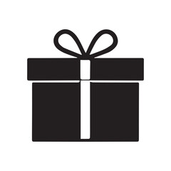 Black and white solid color giftbox icon isolated on white background. element collection. Gift Box Vector icon Silhouettes