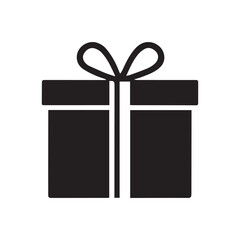 Black and white solid color giftbox icon isolated on white background. element collection. Gift Box Vector icon Silhouettes