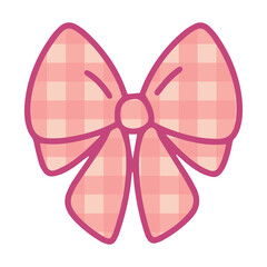 A lovely and wide pink plaid bow featuring a classic gingham pattern. Its full, rounded shape is perfect for adding a sweet and traditional accent to designs, scrapbooking, or crafts.