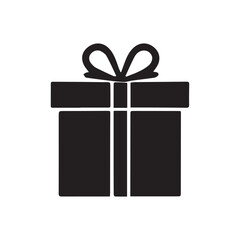 Black and white solid color giftbox icon isolated on white background. element collection. Gift Box Vector icon Silhouettes