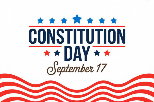 Celebrate constitution day september 17 with patriotic american graphics and waving flag design - Powered by Adobe