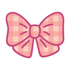 A cute and plump pink gingham bow with full, rounded loops and no tails. This simple, checkered knot is a perfect accent for crafts, apparel, scrapbooking, or minimalistic designs.