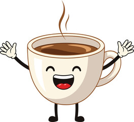 Happy Coffee Cup Character
