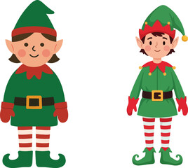 Christmas elf cartoon character illustration set design. eps