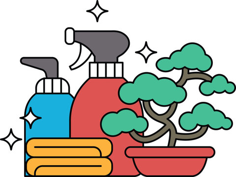 cleaning supplies and bonsai tree clip art preview