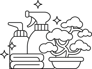 A drawing of a bottle of spray and a spray bottle with a sprayer on top