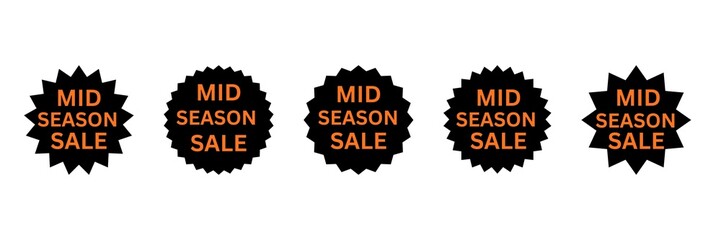 Mid season sale stickers set, Mid season sale tags set, Mid season sale labels