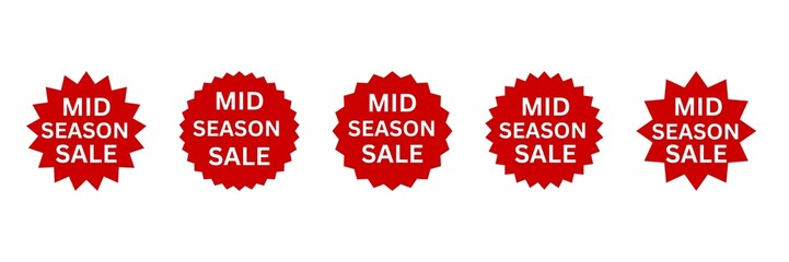 Mid season sale stickers set, Mid season sale tags set, Mid season sale labels