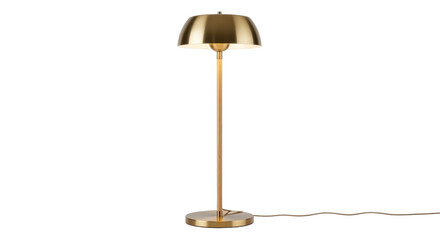 Isolated modern lamp with metallic shade on metal stand home decor lighting studio shot