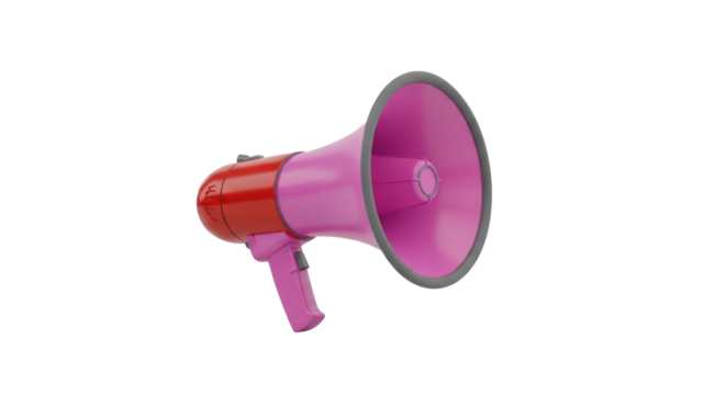 Isolated pink and red megaphone for announcements, communication, emergency situations, or rallying support