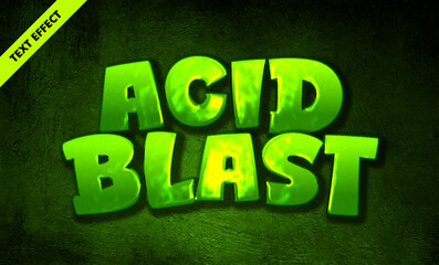 Fototapeta premium Acid blast editable text effect - bold 3d toxic green font, radioactive game title design