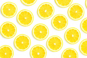 Fresh lemon slices arranged beautifully vibrant citrus fruit pattern healthy vitamin C concept top view photography
