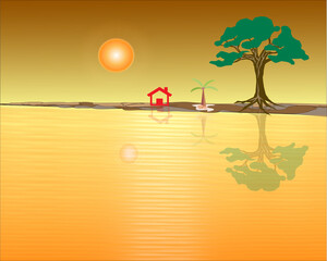 vector illustration of a tropical island