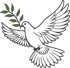 Symbol of peace a white dove soaring gracefully with an olive branch in its beak