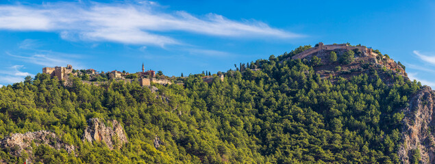 Panorama of the Alanya fortress on the mountain